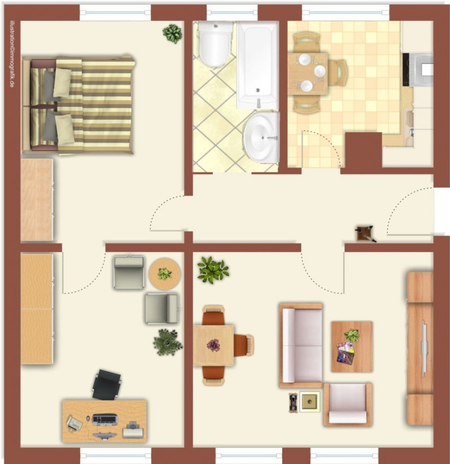 Grundriss 2. OG rechts Etagenwohnung Darmstadt